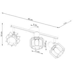 Sollux Deckenstrahler Schwarz Metall Retro Design 48 cm lang* Deckenleuchten|Flurlampen