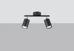 Sollux Deckenstrahler Schwarz Metall 2-flammig klein GU10 DALIT* Küchenlampen|Esszimmer Lampen