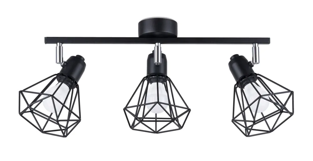 Sale Sollux Deckenstrahler Schwarz Retro 3-flammig Metall E27