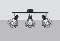 Sale Sollux Deckenstrahler Schwarz Retro 3-flammig Metall E27