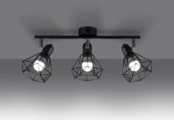 Sale Sollux Deckenstrahler Schwarz Retro 3-flammig Metall E27