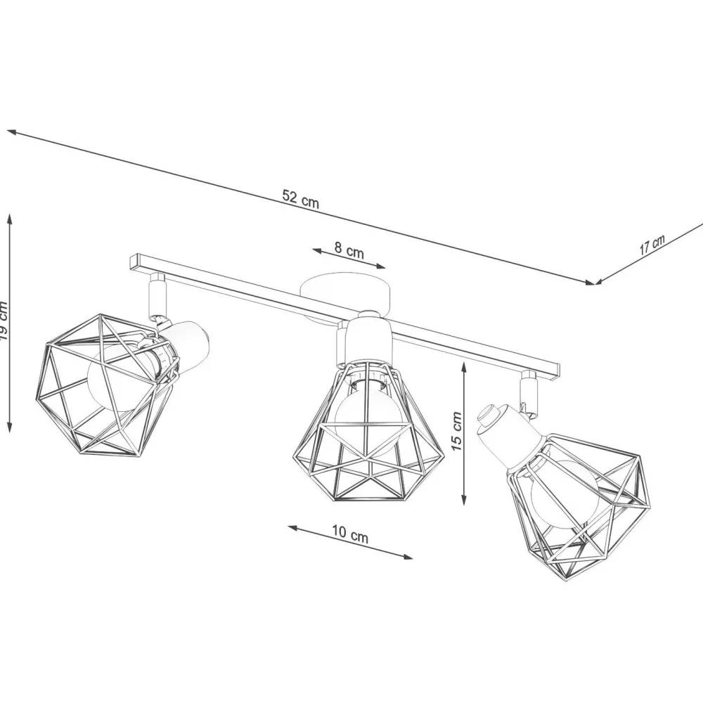 Sale Sollux Deckenstrahler Schwarz Retro 3-flammig Metall E27