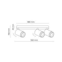 Sale TK Lighting Deckenstrahler Weiß 55 cm lang Metall GU10 3-flammig