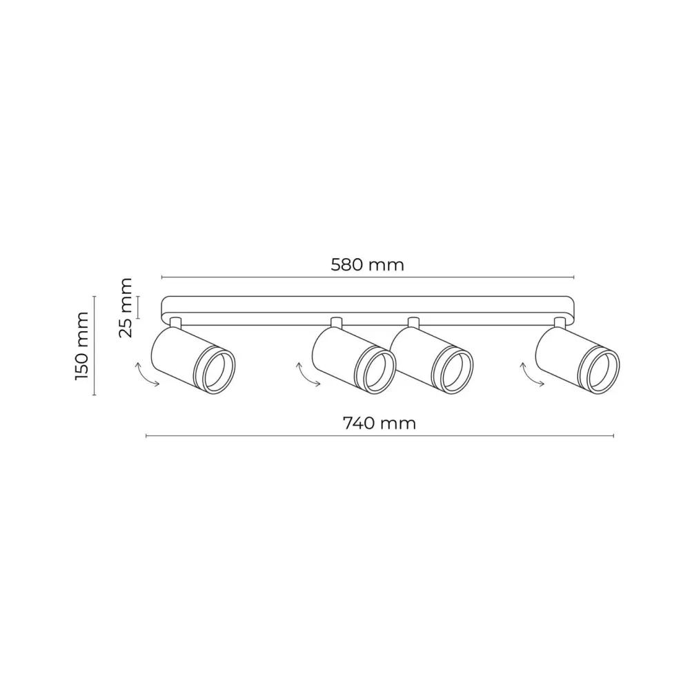 TK Lighting Deckenstrahler Weiß 4-flammig 74 cm lang Metall GU10* Deckenleuchten|Flurlampen