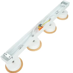 Lamkur Deckenstrahler Weiß Holz 4-flmg Modern Lampe* Stofflampen|Moderne Lampen