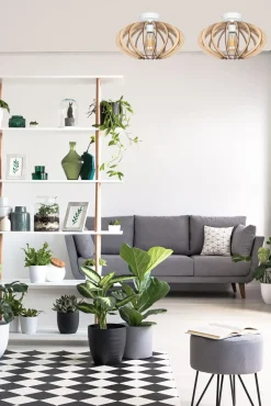 Belis Dekorative Deckenlampe Holz E27 rund Ø35 cm in Weiß* Deckenleuchten|Bürolampen