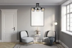 Best Belis Dekorative Deckenlampe Metall E27 L:55 cm in Schwarz