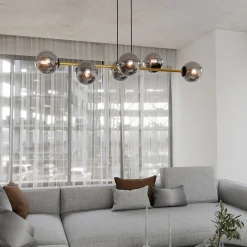 Sale Emibig Dekorative Hängelampe Kugelschirm Rauchglas Metall ALOISIO