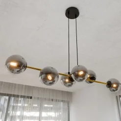 Sale Emibig Dekorative Hängelampe Kugelschirm Rauchglas Metall ALOISIO