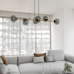 Sale Emibig Dekorative Hängelampe Kugelschirm Rauchglas Metall ALOISIO