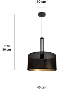 Belis Dekorative Hängelampe Metall B:40 cm E27 Schwarz Gold* Hängelampen|Bürolampen
