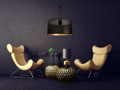 Belis Dekorative Hängelampe Metall B:40 cm E27 Schwarz Gold* Hängelampen|Bürolampen