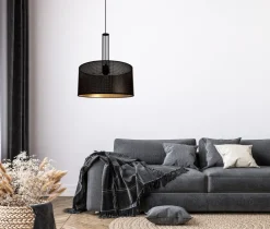 Belis Dekorative Hängelampe Metall B:40 cm E27 Schwarz Gold* Hängelampen|Bürolampen