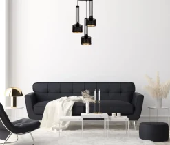 Belis Dekorative Hängelampe Metall 3-flammig E27 Schwarz Gold* Hängelampen|Bürolampen