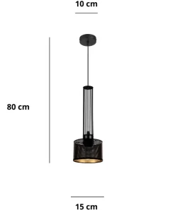 Belis Dekorative Hängelampe Metall B:15 cm E27 Schwarz Gold