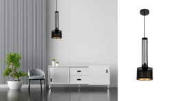 Belis Dekorative Hängelampe Metall B:15 cm E27 Schwarz Gold