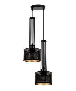 Belis Dekorative Hängelampe Metall 2-flammig E27 Schwarz Gold* Hängelampen|Bürolampen