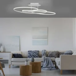 Just Light Dekorative LED Deckenleuchte Metall Weiß 3000 K Ringe