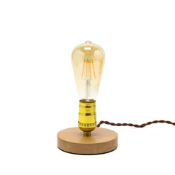 Easylight Dekorative Tischlampe EDISON Industrial Design rund* Holzlampen|Industrie Lampen