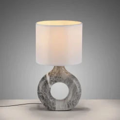 Just Light Dekorative Tischlampe Keramik Stoff 30 cm E27 blendarm* Schlafzimmer Lampen|Stofflampen