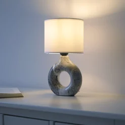 Just Light Dekorative Tischlampe Keramik Stoff 30 cm E27 blendarm* Schlafzimmer Lampen|Stofflampen