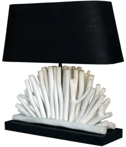 Suna Living Dekorative Tischlampe ROLET Treibholz Stoff Wohnzimmer