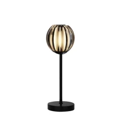 Searchlight Dekorative Tischleuchte Glas Metall 32 cm Schwarz Chrom* Wohnzimmerlampen|Metall Lampen