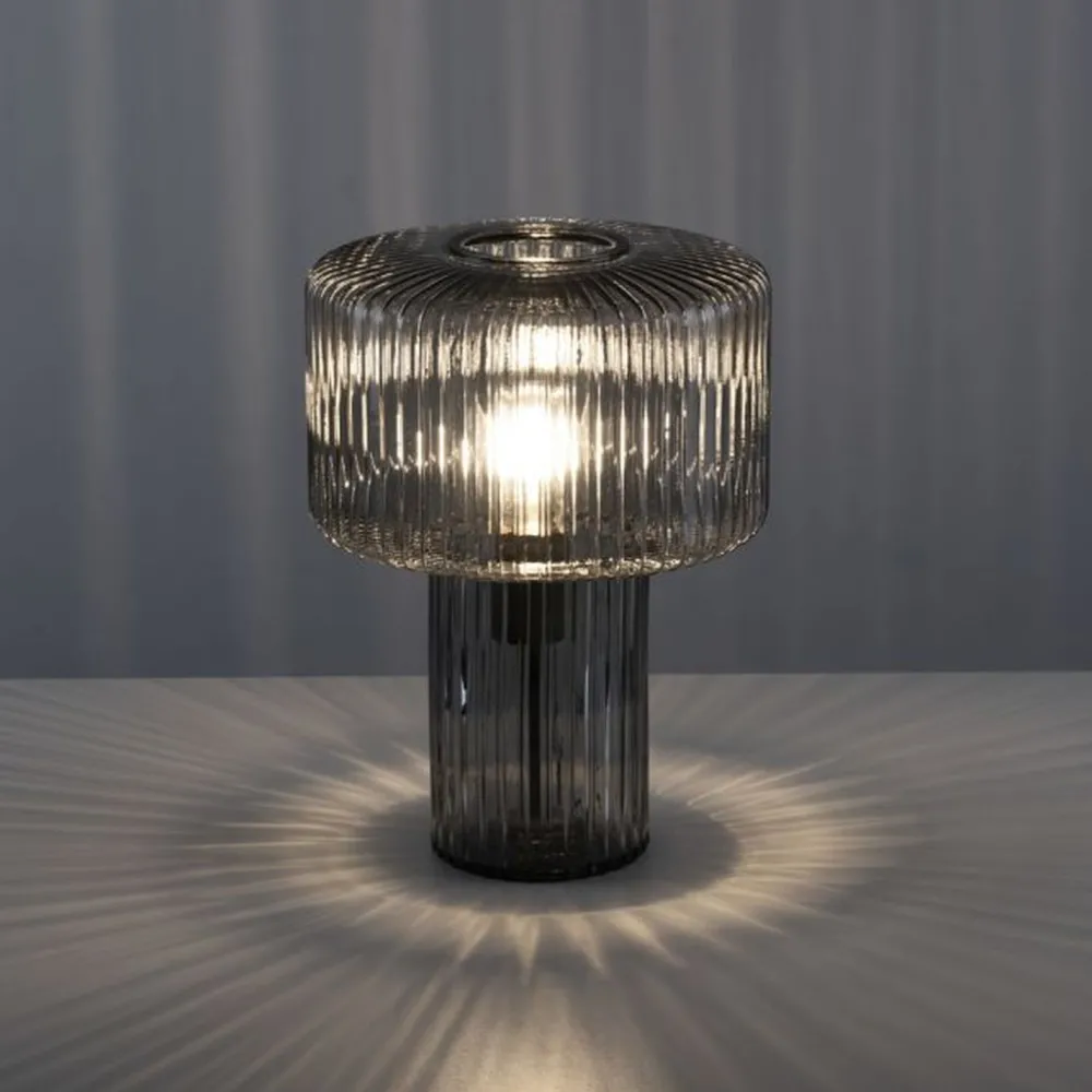 Sale Paul Neuhaus Dekorative Tischleuchte Rauchglas E27 35 cm Pilz Retro