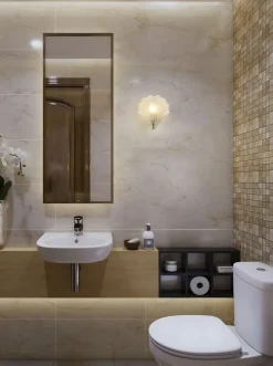 Searchlight Dekorative Wandlampe Metall Glas T:11 cm IP44 in Silber* Wandleuchten|Badezimmer Lampe