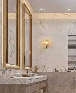 Searchlight Dekorative Wandleuchte Metall Glas G9 IP44 in Messing* Wandleuchten|Flurlampen