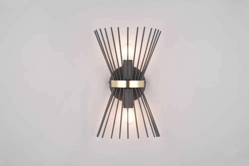 Sale Trio Reality Dekorative Wandleuchte Schwarz Gold E27 H:31 cm 2-flmg