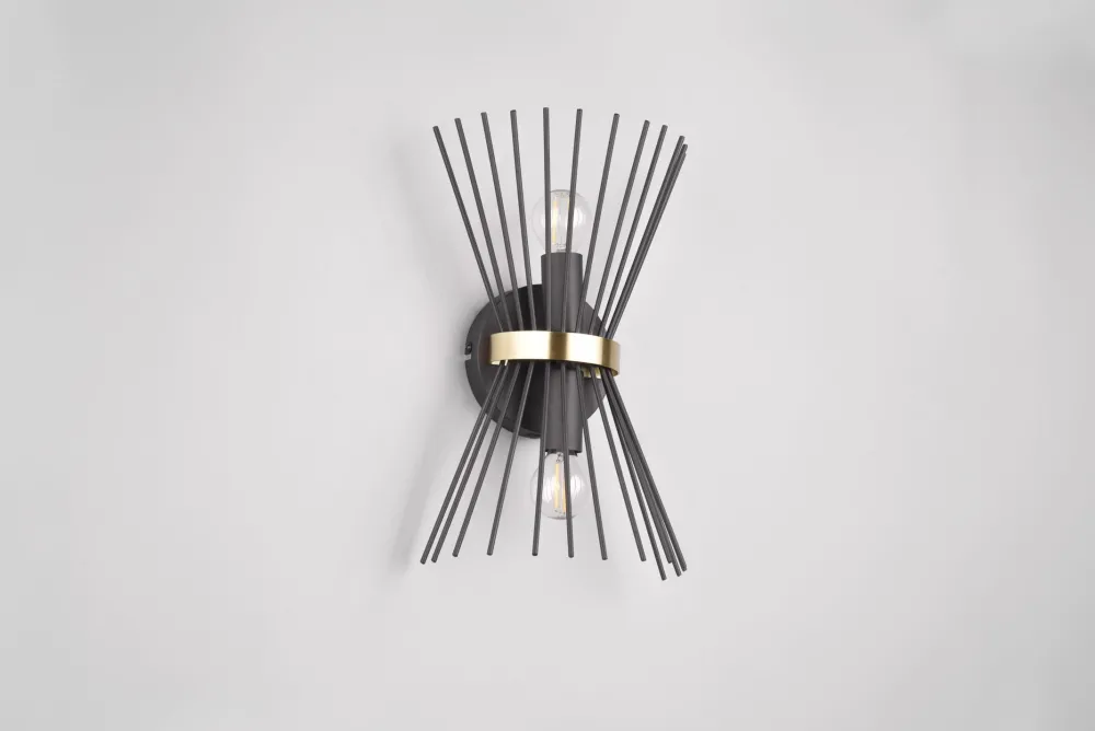 Sale Trio Reality Dekorative Wandleuchte Schwarz Gold E27 H:31 cm 2-flmg