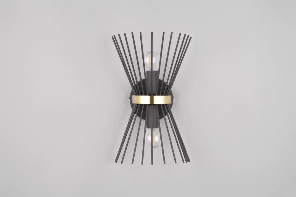 Sale Trio Reality Dekorative Wandleuchte Schwarz Gold E27 H:31 cm 2-flmg