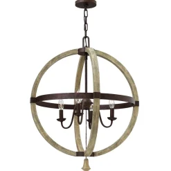 Elstead Design Kronleuchter ESITEESH Ø61cm Holz Metall Antik* Hängelampen|Esszimmer Lampen