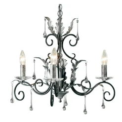 Best Elstead Design Kronleuchter Schwarz Silber Höhe verstellbar