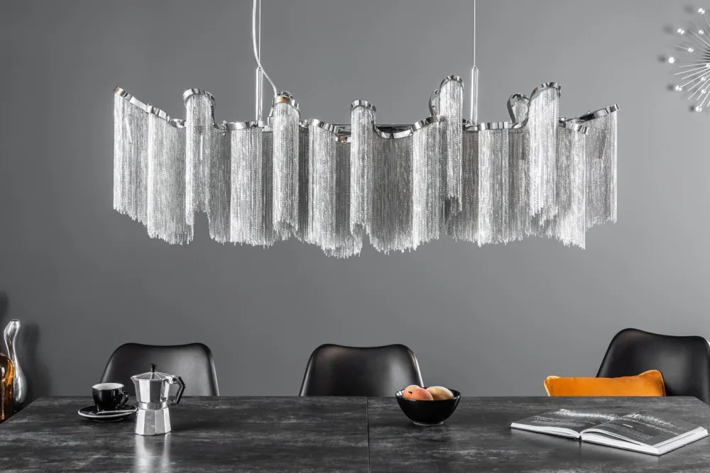 Clearance Invicta Interior Design Pendelleuchte RIRRE Metall Ketten Silber Esstisch