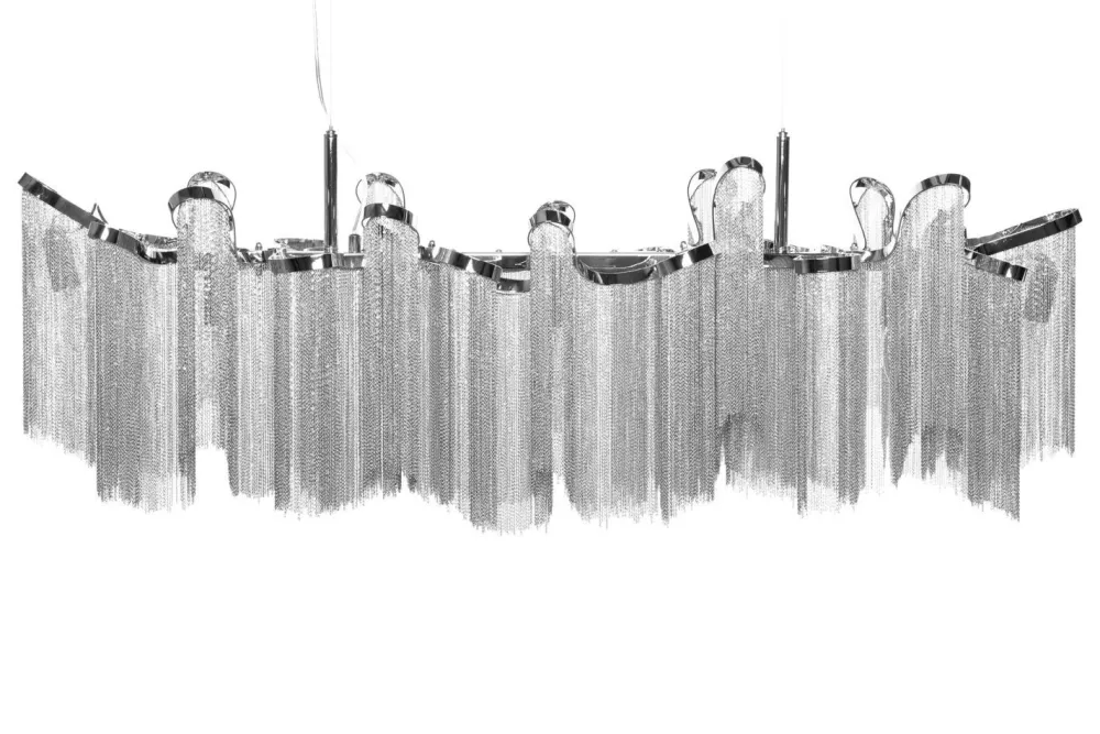 Clearance Invicta Interior Design Pendelleuchte RIRRE Metall Ketten Silber Esstisch