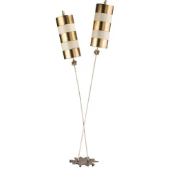 Elstead Design Stehlampe Wohnzimmer in Gold Taupe 198 cm* Moderne Lampen|Stofflampen