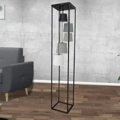 Invicta Interior Design Stehlampe Wohnzimmer Schwarz Grau 180cm DJERE* Moderne Lampen|Designerlampen