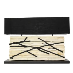 Suna Living Design Tischlampe Treibholz Stoffschirm 80 cm lang* Moderne Lampen|Stofflampen