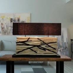 Suna Living Design Tischlampe Treibholz Stoffschirm 80 cm lang* Moderne Lampen|Stofflampen