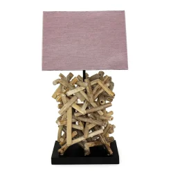 New Suna Living Design Tischleuchte Treibholz Stoff dekorativ Wohnzimmer