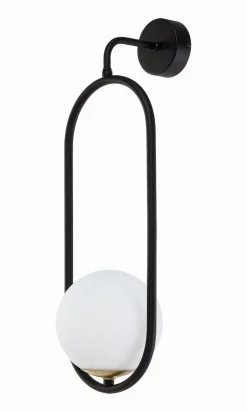 Outlet Jupiter Design Wandleuchte Schwarz Weiß Glas NAESALA Flur