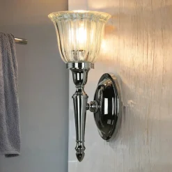 Elstead Designer Badleuchte LED aus Messing Glas IP44 in Chrom