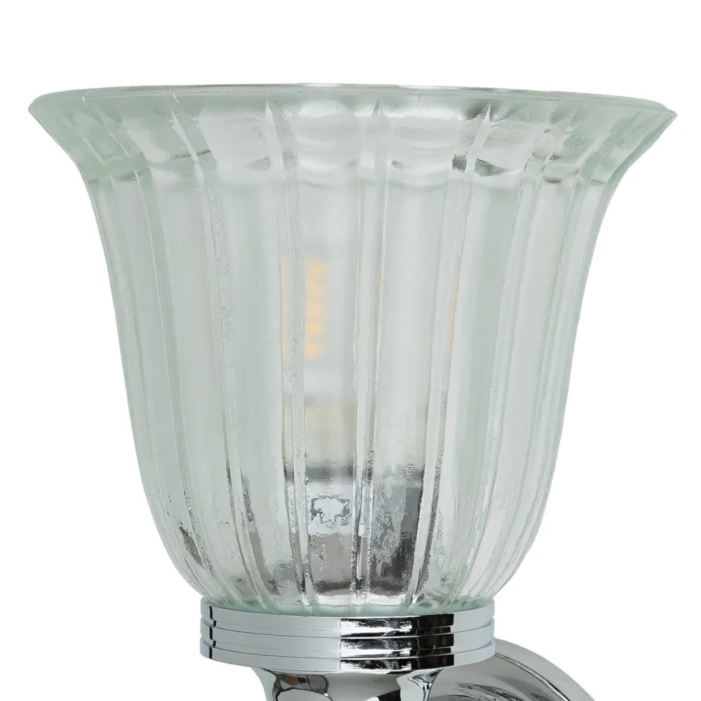 Elstead Designer Badleuchte LED aus Messing Glas IP44 in Chrom