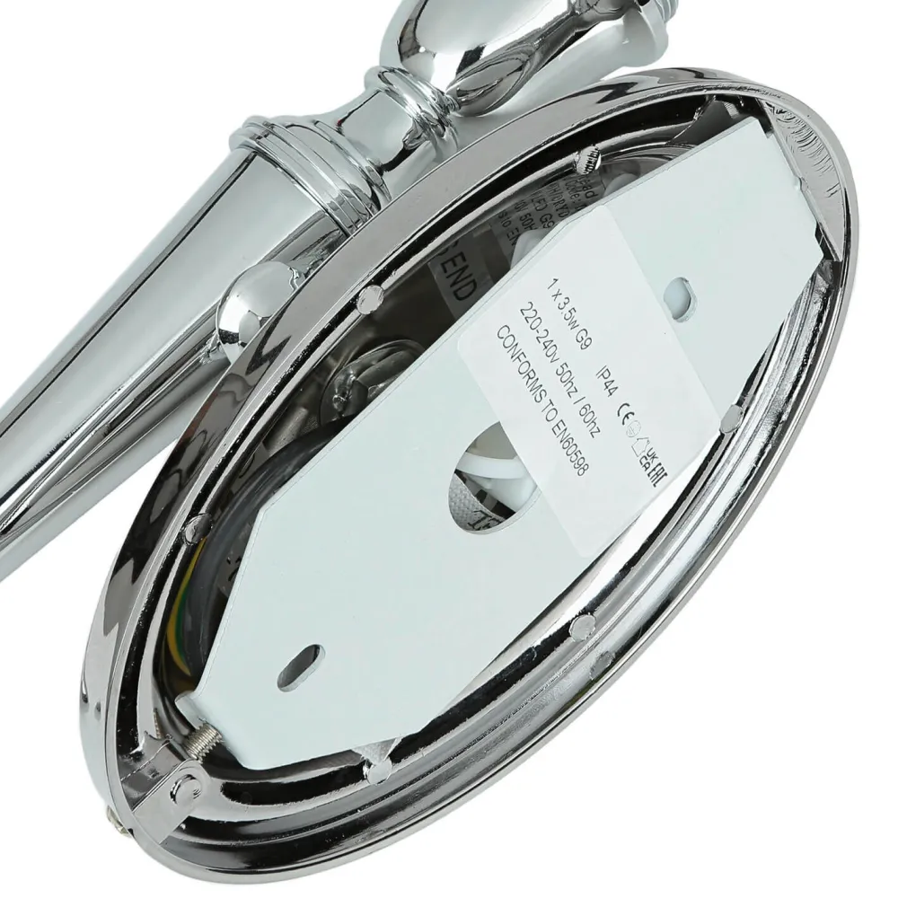 Elstead Designer Badleuchte LED aus Messing Glas IP44 in Chrom