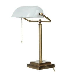 Giovanni Battista Designer Bankerleuchte in Bronze hell Weiß Echt-Messing