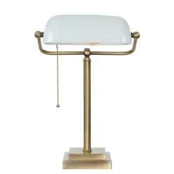 Giovanni Battista Designer Bankerleuchte in Bronze hell Weiß Echt-Messing