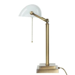 Giovanni Battista Designer Bankerleuchte in Bronze hell Weiß Echt-Messing