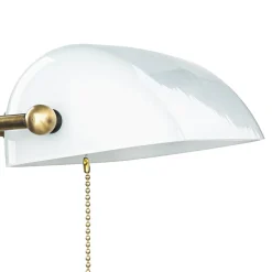 Giovanni Battista Designer Bankerleuchte in Bronze hell Weiß Echt-Messing